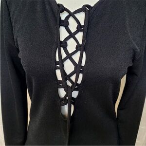 Charlotte Russe Black Lace-Up Long Sleeve